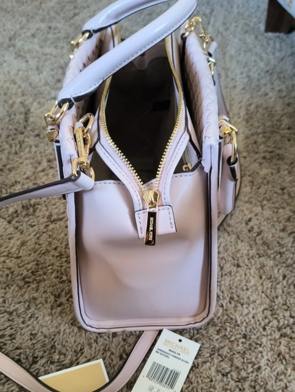 MICHAEL Michael Kors Powder Blush Woven Leather Satchel